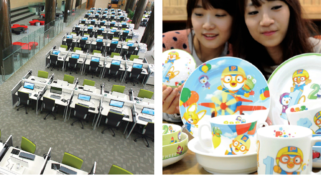 1. A Digital Reading Room at the National Library of Korea is a space where people can access and use a vast corpus of digital materials, and engage in media editing, documentation, and research. 2. Pororo, the country’s representative character for infants, plays a leading role in the progress of the country’s future cultural industry by introducing a variety of products using educational animations and characters. 