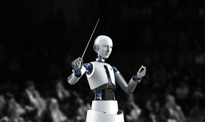 韩首次上演机器人指挥乐团演出