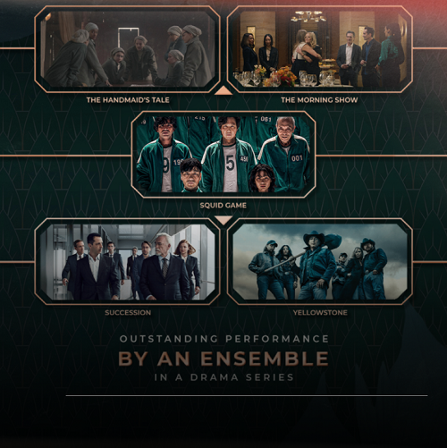 ▲ 제28회 미국배우조합상은 12일(현지 시간) SNS와 홈페이지를 통해 '오징어 게임'을 대상 격인 드라마 앙상블 부문과 액션 스턴트 부문 후보로 선정했다. (미국배우조합상 SAG 공식 홈페이지 갈무리) 