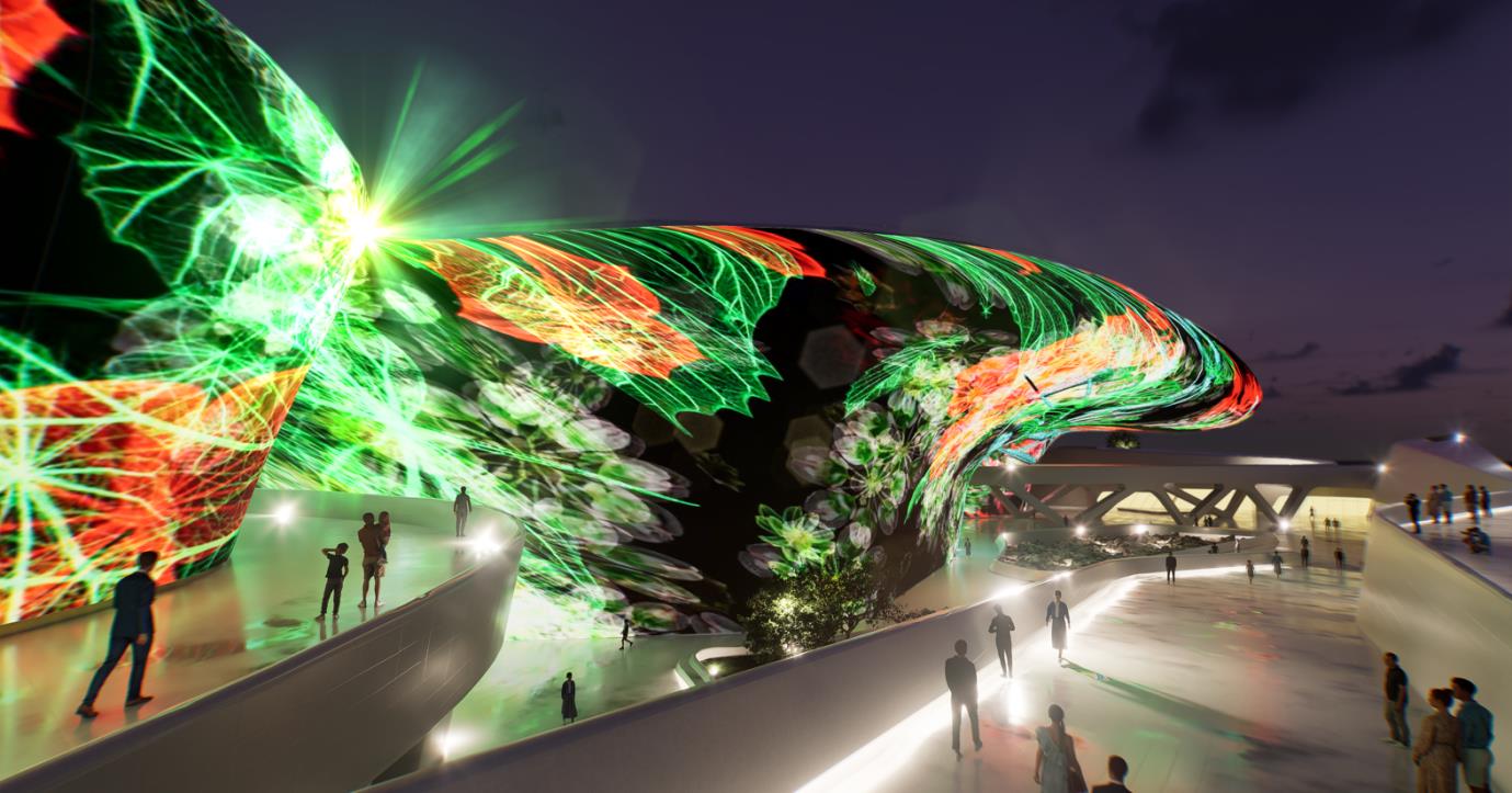 将在东大门设计广场（DDP）外墙通过多媒体展出的米古厄拉·契弗里埃作品《Meta-Nature AI》。图片来源：首尔市