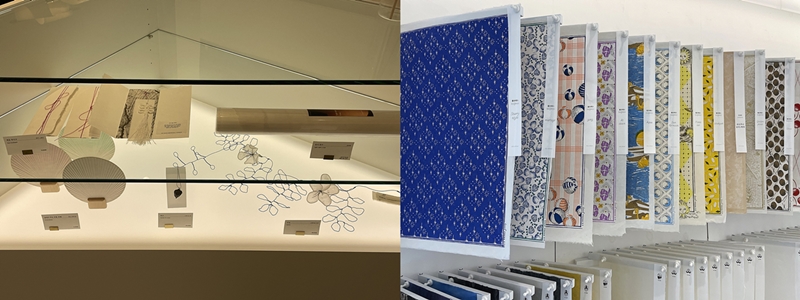 “韩纸家轩”展馆1楼正在售卖用韩纸制作的商品。有韩纸插图海报、明信片、书签、扇子等种类繁多的周边。韩宣网记者Lee Da Som 摄