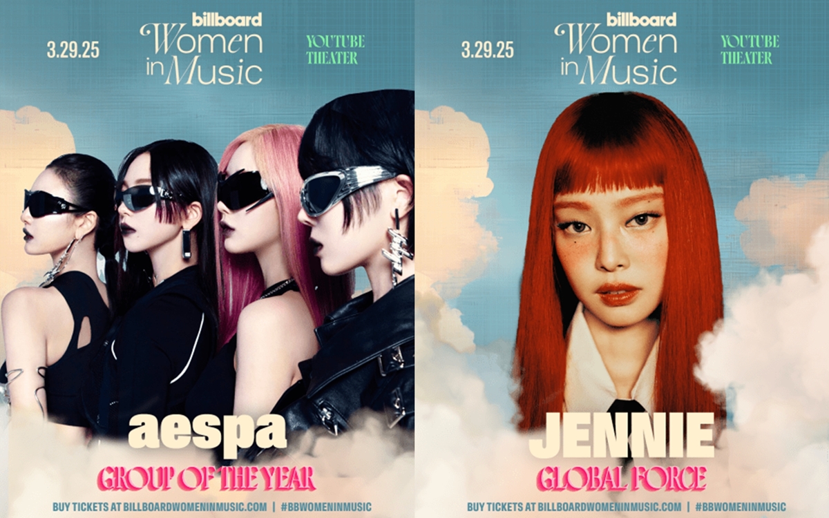 当地时间2月12日，美国公告牌发布女性音乐奖（Billboard Women In Music）获奖名单，韩国女团aespa荣获“年度最佳组合奖”，BLACKPINK成员JENNIE则荣膺“全球力量奖”。图片来源：公告牌官网