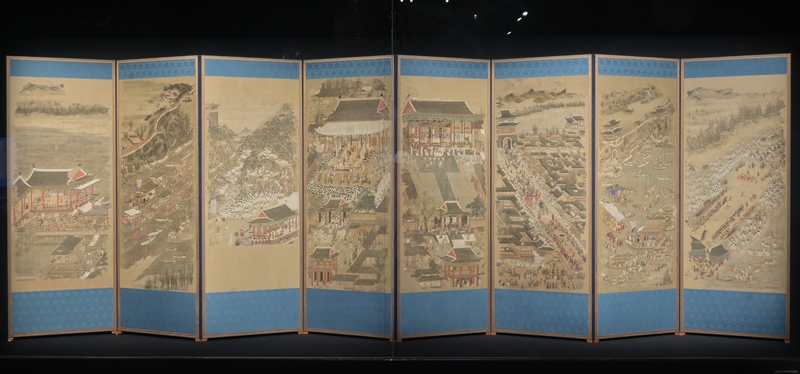 《平安监司道科及第者欢迎图》八扇屏风。图片来源：国外所在文化遗产财团