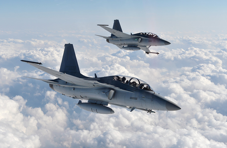 韩国航空宇宙产业公司（KAI）于3日，同菲律宾国防部签署了出口12架FA-50轻型战斗机的合同。图为FA-50战机。图片来源： 韩国航空宇宙产业公司