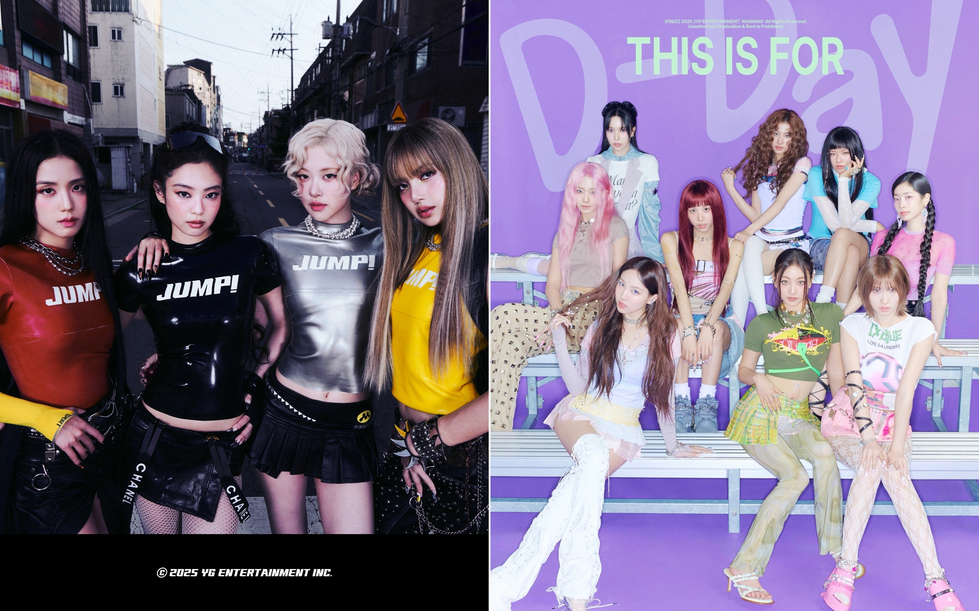 K-Pop女团BLACKPINK（左）和TWICE。图片来源：YG娱乐、JYP娱乐