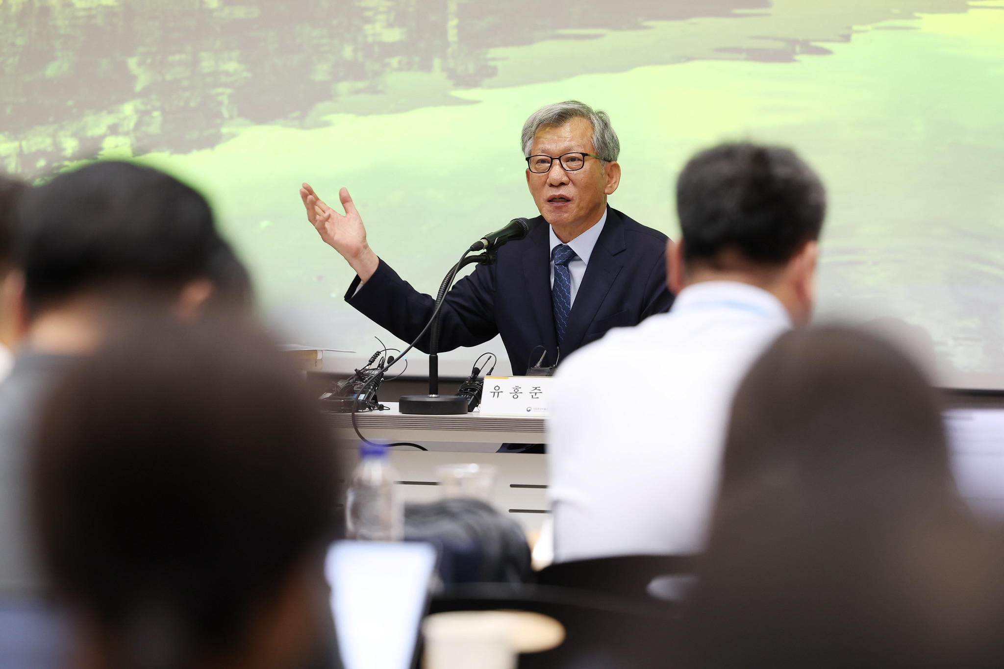 7月24日，新任韩国国立中央博物馆馆长兪弘浚在就任三天后，于首尔龙山区国立中央博物馆举行记者会，阐述展览方向。韩宣网记者李廷佑 摄