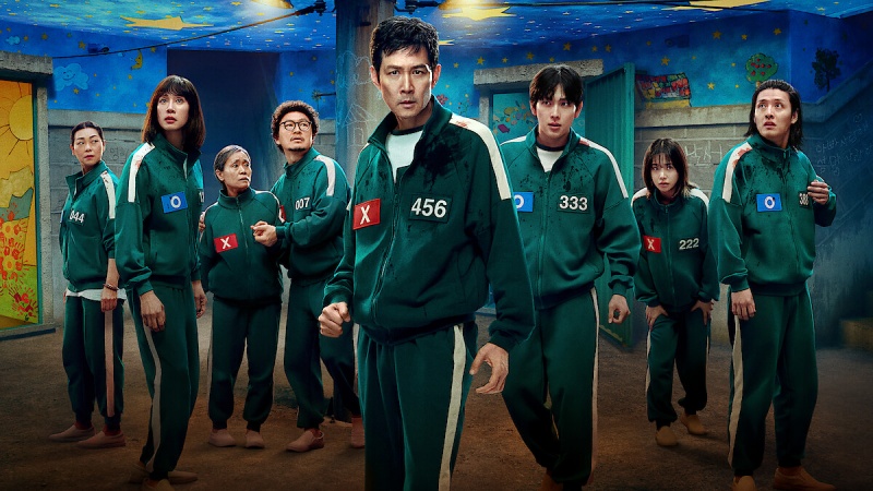 奈飞（Netflix）系列韩剧《鱿鱼游戏》在美国大众文化奖中横扫主要奖项，获得六项大奖。图片来源：奈飞