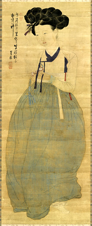 신윤복 ‘미인도’ 114x 45.5㎝. (간송미술문화재단 제공)
