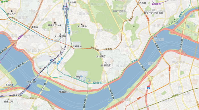 에스앤비소프트사가 개발한 중국어 지도서비스 API의 서울지도. 정확도 높은 중국어 번역 데이터를 제공한다.