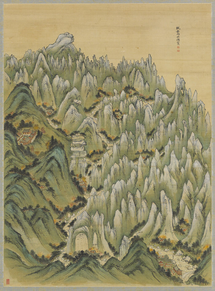 겸재 정선의 ‘풍악내산총람.’ 금강산 일만이천봉의 모습을 묘사했다. (간송문화재단 제공)
