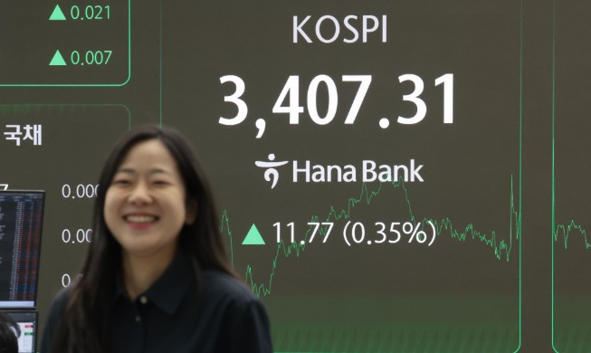 韩国综合股价指数首次突破3400点