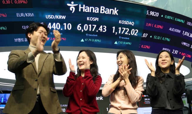 韩国综合股价指数首次突破6000点大关