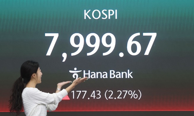 韩国综合股价指数逼近8000点