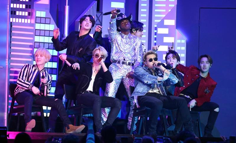 BTS performs during Grammy Awards