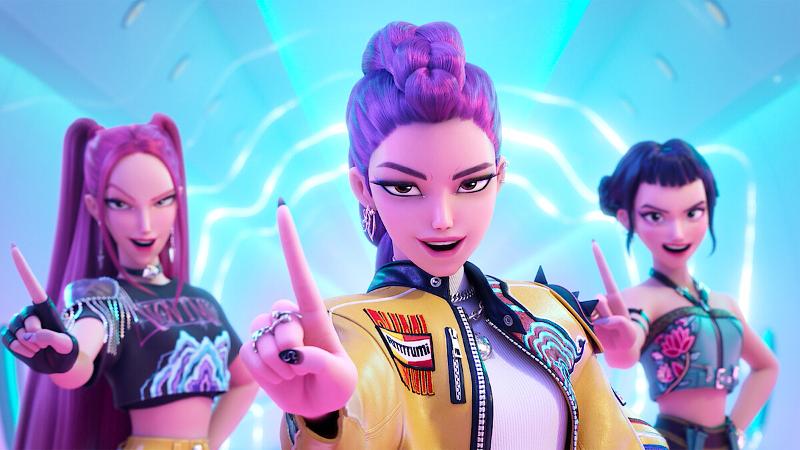 奈飞（Netflix）动画片《K-POP：猎魔女团》累计点击量达2亿6600万次，登奈飞整体（包括电影和剧集）收视率之首。图片来源：奈飞 