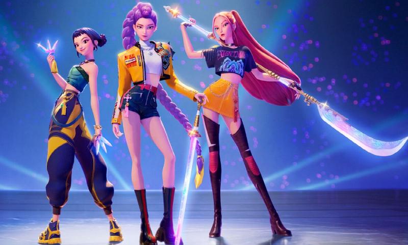 奈飞（Netflix）动画片《K-POP：猎魔女团》主角Huntrix。图片来源：奈飞