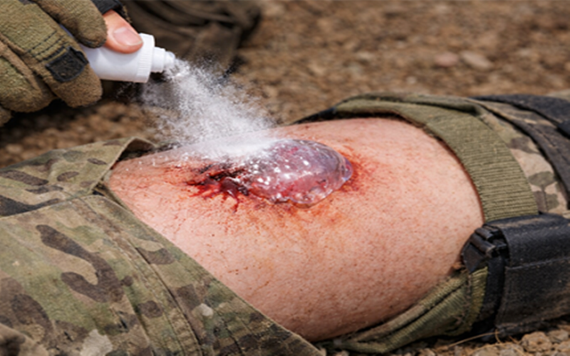 韩国科学技术院研发出只需撒在伤口上，1秒内即可止血的“粉末型止血剂”。图片来源：KAIST