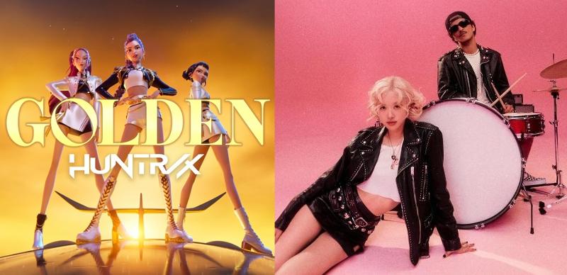 英国唱片业协会1月23日宣布，在第46届全英音乐奖“年度国际歌曲”候选名单中，《APT.》和《Golden》成功入选。图片来源：索尼影视动画官方Facebook、THEBLACKLABEL