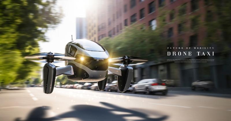 2月26日，韩国国土交通部确定并发布了包含交通，以及城市整体出行方式创新内容的《2030移动出行创新成长路线图》。图为无人机出租车。图片来源：iclickart（根据版权法，图片未经允许严禁转载复制）