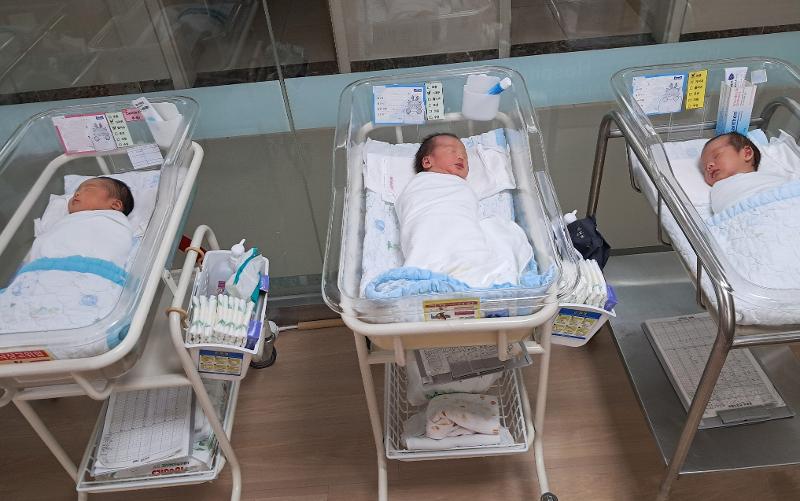 韩国国家数据处6月24日发布的《2026年4月人口动向》显示，4月出生人口为24521人。图为全罗南道顺天公共产后调理院的新生儿。图片来源：全罗南道