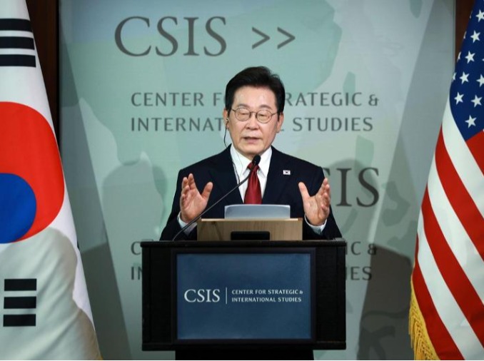 李在明在美国智库发表演讲