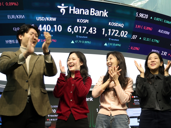 韩国综合股价指数首次突破6000点大关