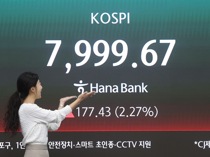 韩国综合股价指数逼近8000点
